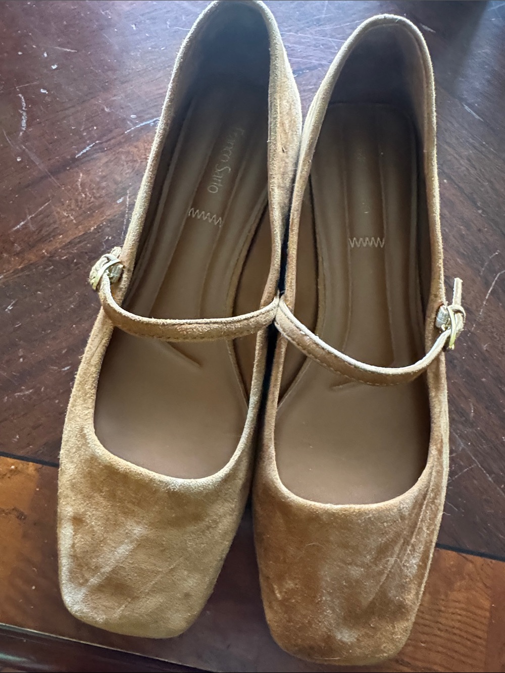 Franco Sarto Suede Mary Jane Flats in Camel Brown